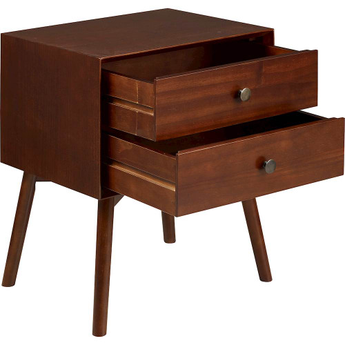 Walker Edison - Mid-Century Solid Wood 2-Drawers Cabinet - Walnut