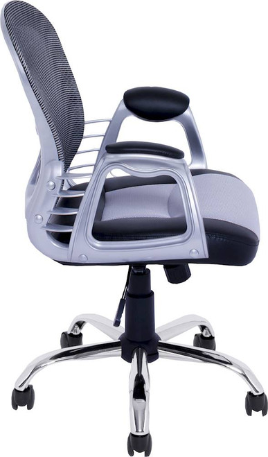 CorLiving - Workspace 5-Pointed Star Leatherette and Mesh Office Chair - Gray/Black