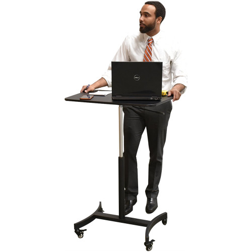 Victor - High Rise Wood Sit/Standing Desk With Adjustable Height - Silver/Black