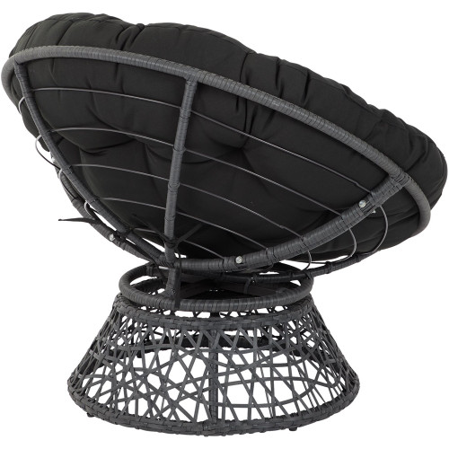 OSP Designs - Papasan Metal & Wicker Lounge Chair - Black