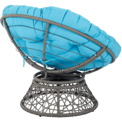 OSP Designs - Papasan Metal & Wicker Lounge Chair - Blue