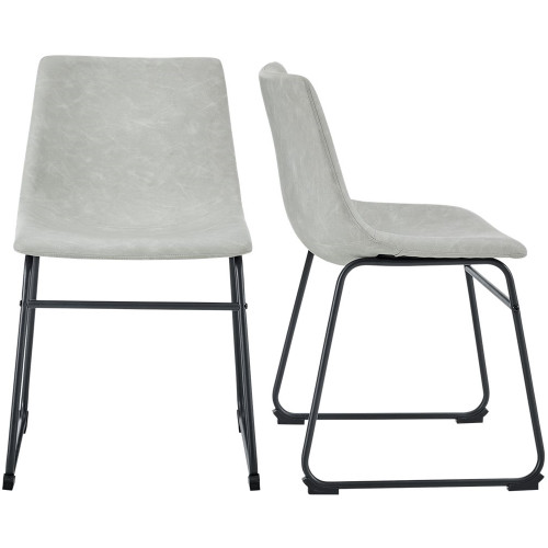 Walker Edison - Industrial Faux Leather Dining Chairs (Set of 2) - Gray