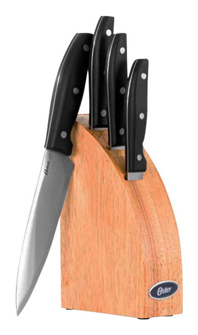 Oster - Granger 5-Piece Knife Set - Black/Wood