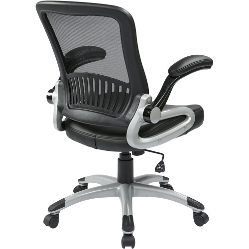 WorkSmart - EM Series Bonded Leather Office Chair - Black/Silver