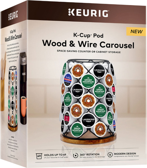 Keurig - Wood & Wire 49 K-Cup Single-Serve Coffee Pods Rotating Carousel - Black/Tan