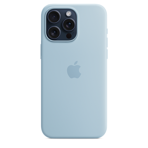 Apple - iPhone 15 Pro Max Silicone Case with MagSafe - Light Blue