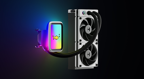 HYTE THICC Q60 - 240mm AIO CPU Liquid Cooler With 5" Ultraslim IPS Display - Powered By Nexus Link - White/Black - White