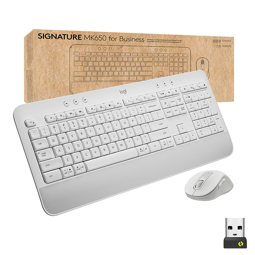 Logitech - Signature MK650 Combo for Business Full-size Wireless Keyboard and Mouse Bundle with Secure Logi Bolt Receiver - Off-White