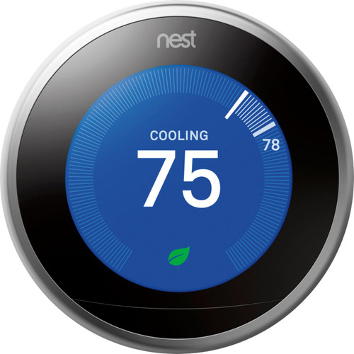 Google - Nest Learning Thermostat - 3rd Generation - Stainless Steel