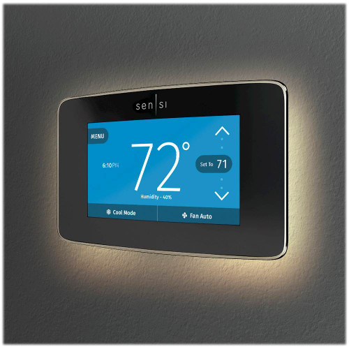 Emerson - Sensi Smart Programmable Touch-Screen Wi-Fi Thermostat - Black