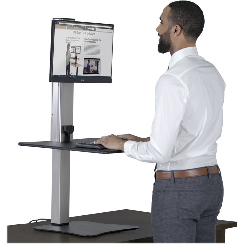 Victor - Electric Single Monitor Standing Desk - Black And Aluminum