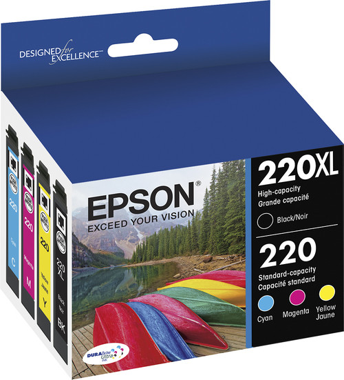 Epson - 220/220XL 4-Pack Ink Cartridges - High Capacity Black and Standard Capacity Cyan/Magenta/Yellow - Cyan/Magenta/Yellow/Black
