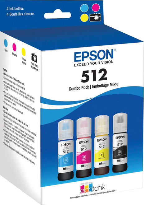 Epson - EcoTank 512 4-Pack Ink Bottles - Cyan/Magenta/Yellow/Photo Black