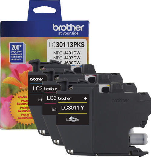 Brother - LC30113PKS Standard-Yield 3-Pack Ink Cartridges - Cyan/Magenta/Yellow