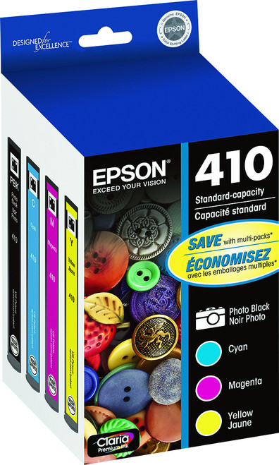 Epson - T410 Multipack Standard Capacity - Black/Yellow/Cyan/Magenta Ink Cartridges - Cyan/Magenta/Yellow/Photo Black