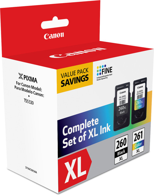 Canon - PG-260 XL / CL-261 XL 2-Pack High-Yield - Black/Color (Cyan, Magenta, Yellow) Ink Cartridges