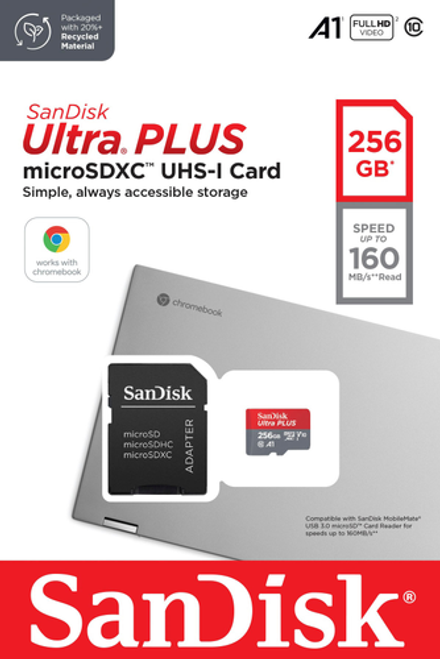 SanDisk - Ultra PLUS 256GB microSDXC UHS-I Card for Chromebook