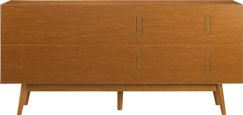 Walker Edison - Mid-Century Modern 2-Shelf 3-Drawer Sideboard - Acorn