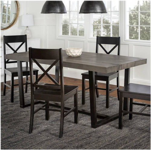 Walker Edison - Rectangular Farmhouse Wood Dining Table (Set of 5) - Gray/Black