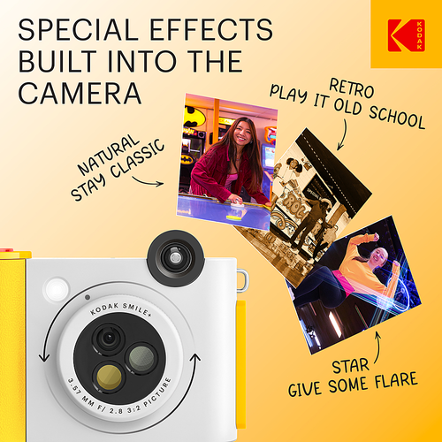 Kodak Smile+ Wireless 2x3 Digital Instant Print Camera with Effect Lenses & Zink Technology - White