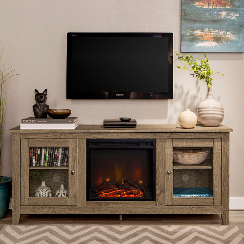 Walker Edison - Fireplace TV Console for Most TVs Up to 60" - Driftwood