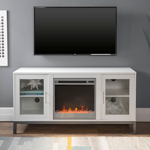 Walker Edison - Fireplace TV Console for Most TVs Up to 55" - White