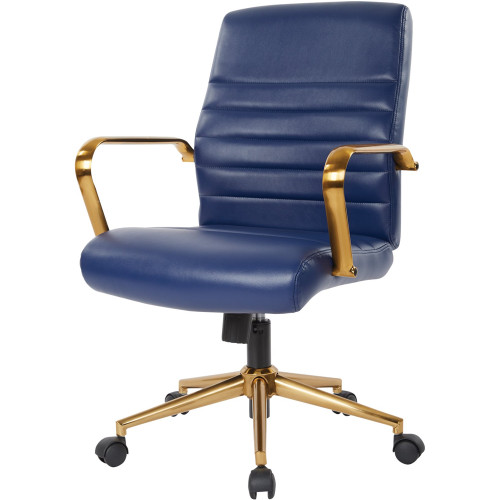 OSP Home Furnishings - Baldwin 5-Pointed Star Faux Leather Office Chair - Navy