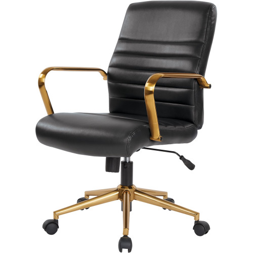OSP Home Furnishings - Baldwin 5-Pointed Star Faux Leather Office Chair - Black
