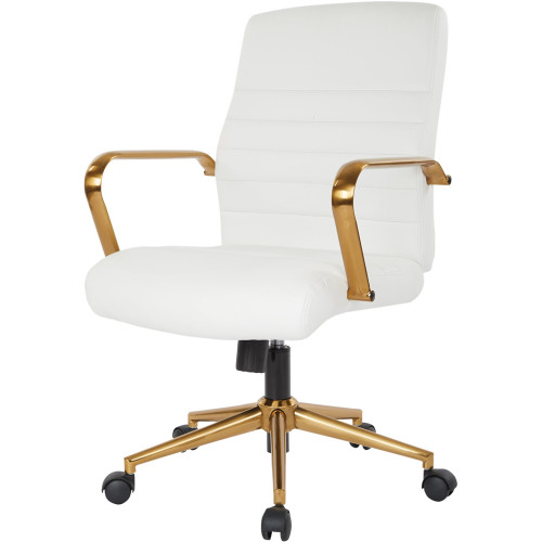 OSP Home Furnishings - Baldwin 5-Pointed Star Faux Leather Office Chair - White