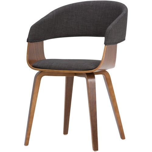 Simpli Home - Lowell Mid-Century Modern Linen Fabric Dining Chair - Charcoal Gray