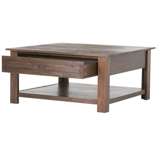 Simpli Home - Monroe Square Rustic Contemporary Solid Acacia Wood 2-Drawer Coffee Table - Distressed Charcoal Brown