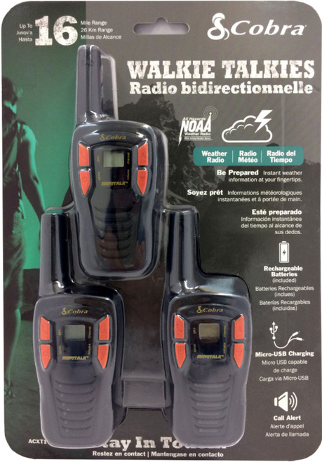 Cobra - MicroTALK 16-Mile, 22-Channel FRS/GMRS 2-Way Radios (3-Pack) - Black