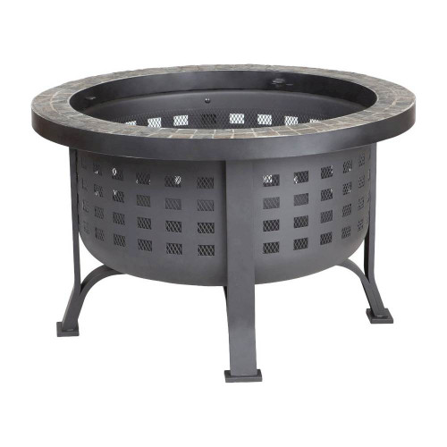 Fire Sense - Alpina Round Slate Top Fire Pit - Black