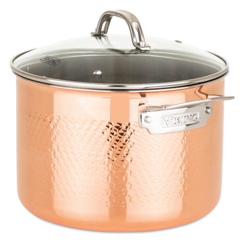 Viking 3-Ply Copper Hammered 10 Piece Cookware Set - Copper
