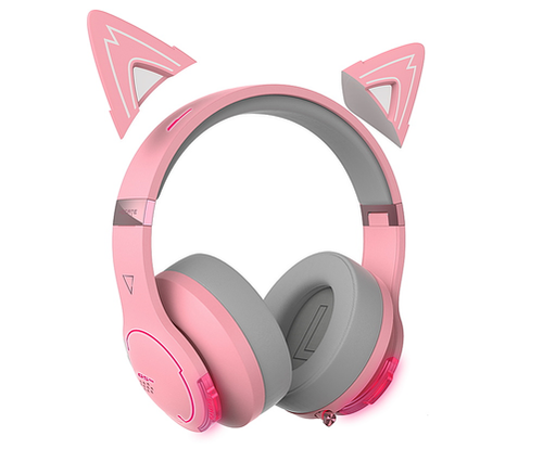 Edifier - G5BT CAT Wireless Gaming Headset for PC, PS4, Nintendo Switch, and Mobile - Pink