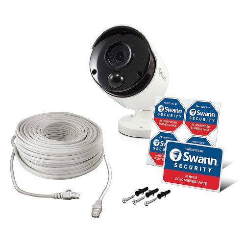 Swann 4K PoE Add On Bullet Camera, w/Audio Capture & Face Detection - White