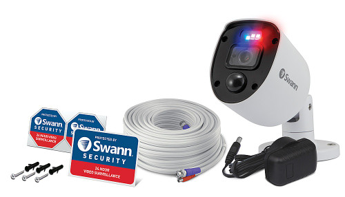 Swann 1080p Enforcer™ Camera w/ Police Style Flashing Lights & Color Night Vision - White