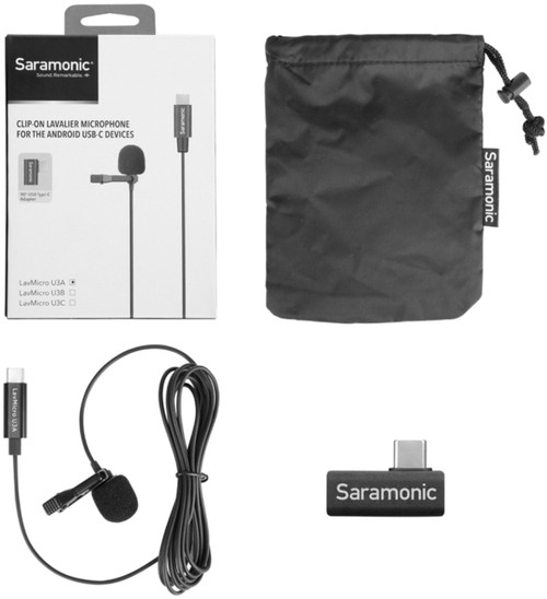 Saramonic - LavMicro U3A Clip-On Lavalier Mic w/ USB-C for Android Mobile Devices & Computers with 6.6' Cable & Right-Angle Adapter