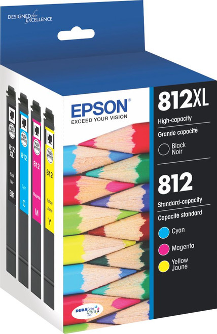 Epson - T812XL/T812 4-Pack High-Yield Black/Standard Capacity Multi Ink Cartridges - Cyan/Magenta/Yellow/Black