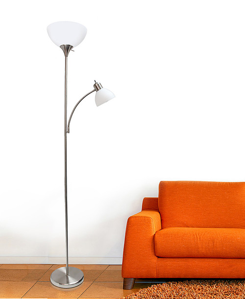 Simple Designs Floor Lamp with Reading Light, Brushed Nickel