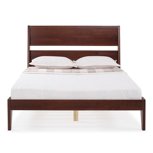 Walker Edison - Mid Century Modern Queen Size Solid Wood Bed