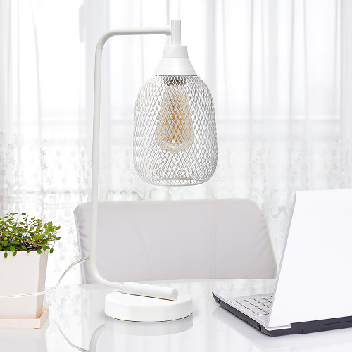 Lalia Home Industrial Mesh Desk Lamp, White