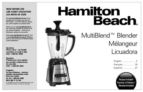 Hamilton Beach - Hamilton Beach® MultiBlend™ Blender & Chopper - BLACK