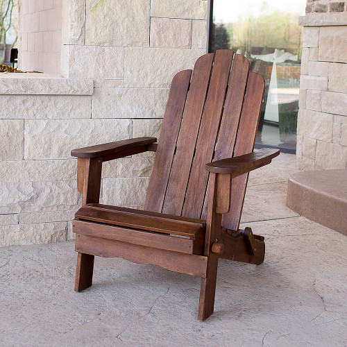 Walker Edison - Cypress Acacia Wood Adirondack Chair - Dark Brown