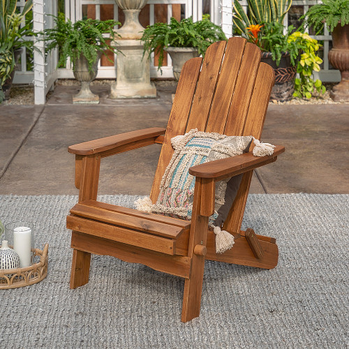 Walker Edison - Cypress Acacia Wood Adirondack Chair - Brown