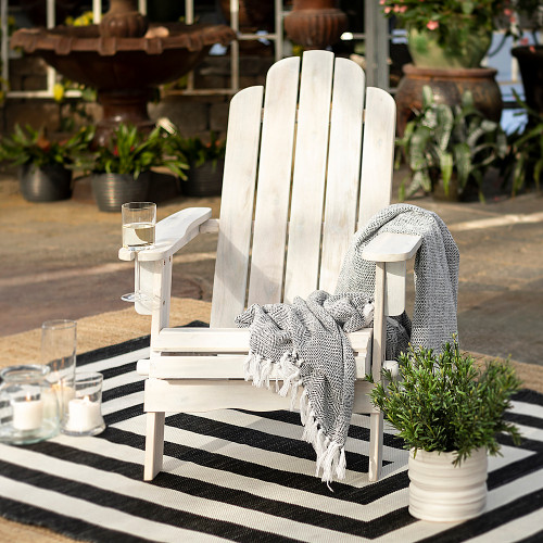 Walker Edison - Everest Acacia Wood Adirondack Chair - White Wash