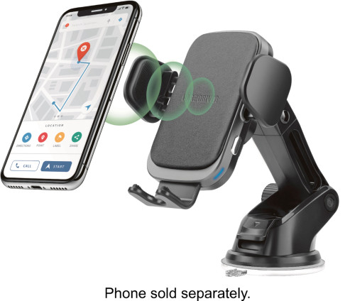 Car and Driver - Car Vent/Dashboard Mount for Smartphones with Wireless Charging - Black