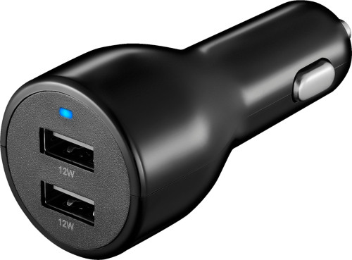 Insignia™ - 24 W Vehicle Charger with 2 USB Ports - Black