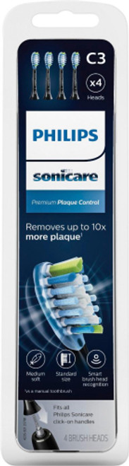 Philips Sonicare - Premium Plaque Control Brush Heads (4-Pack) - Black