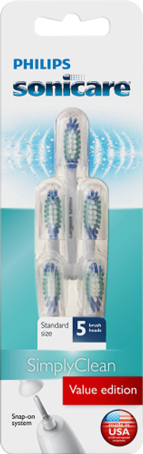 Philips Sonicare - Simply Clean Brush Heads (5-Pack) - White